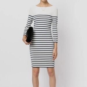 T Alexander Wang Bone And Navy Striped Dress Size Small